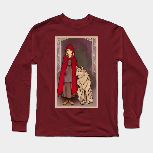 Vintage Fairy Tales - Little Red Riding Hood - Girl Wolf Long Sleeve T-Shirt by ZiolaRosa